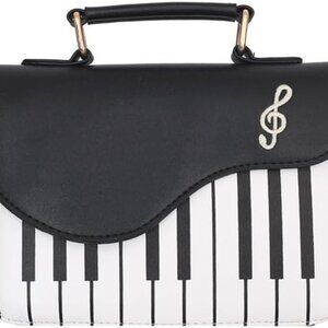 Elegant Woman Accordion Piano Style Crossbody Tote Bag in PU Leather